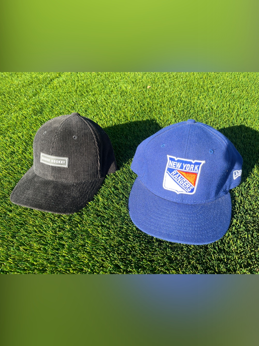 NEW YORK RANGERS fitted 7 3/8 New Era cap and SnapBack Bauer Hockey Hat Corduroy